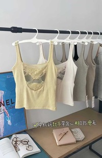 蕾絲磨毛吊帶背心女內(nèi)搭帶胸墊一體杯打底衫 惠芝欣8035秋新款 上衣