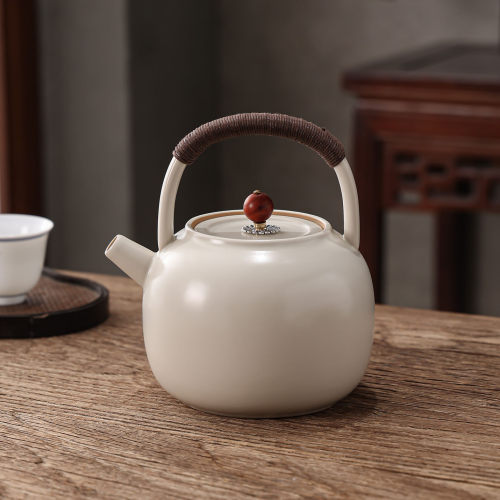 惠泽轩苏打釉白泥壶新中式煮水陶壶明火提梁煮茶壶围炉煮茶烧水壶