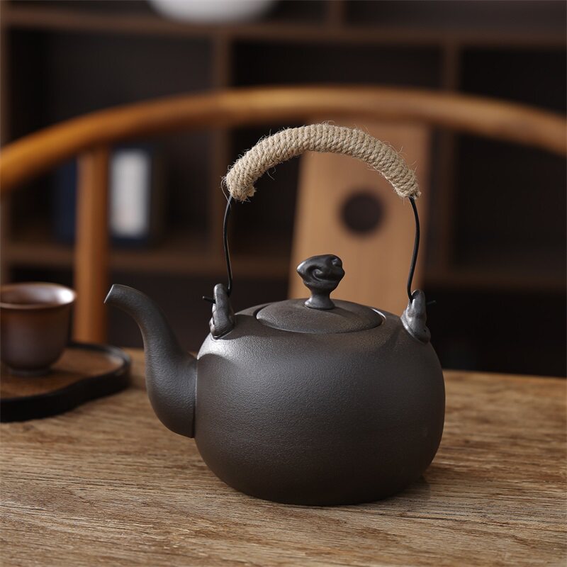 惠泽轩肌理原矿陶土黑釉煮茶水壶