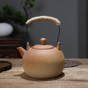 惠泽轩日式仿柴烧煮茶陶壶窑变烧水提梁壶大容量原矿茶壶围炉煮茶