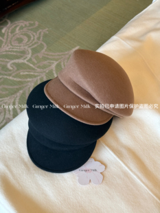 Ginger Milk 顶版好版型质感fever同款100%羊毛歪头马术帽百搭冬