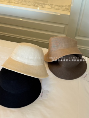 Ginger Milk春夏新品 四色桑蚕丝渔夫帽遮阳帽度假素色百搭盆帽