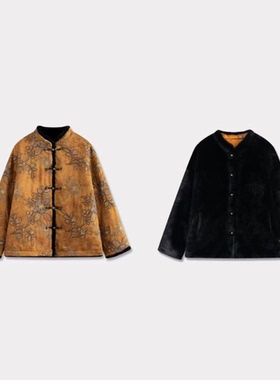 【小李不讲李呀】新中式黄黑双面穿短外套WT3365-衣长63起