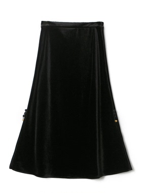 【小李不讲李呀】复古法式加绒开叉半身裙BQ2721-裙长83起