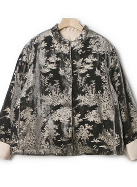 【小李不讲李呀】新中式翻袖口立领烫金丝绒棉服WT3407-衣长61起