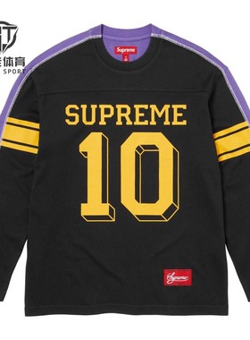正品 Supreme 25FW Split L/S Football Top 拼接足球长袖