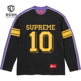 正品 Supreme 25FW Split L/S Football Top 拼接足球长袖