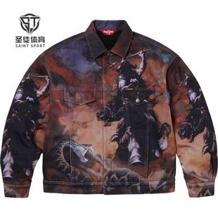 现货正品 Supreme 24FW Frank Frazetta艺术家联名Faux羊羔毛夹克