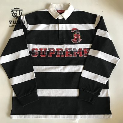 SupremeStripeRugby刺绣长袖