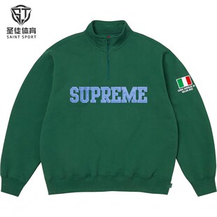 正品 Supreme 26SS Shop Flag Half Zip 袖口国旗 半拉链卫衣