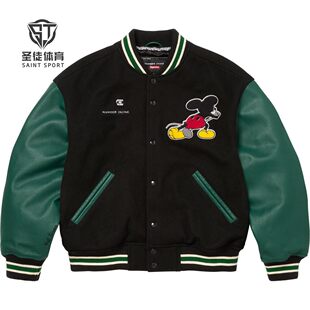 现货正品 Supreme 25FW 三方联名 Mickey Mouse 米老鼠 棒球夹克