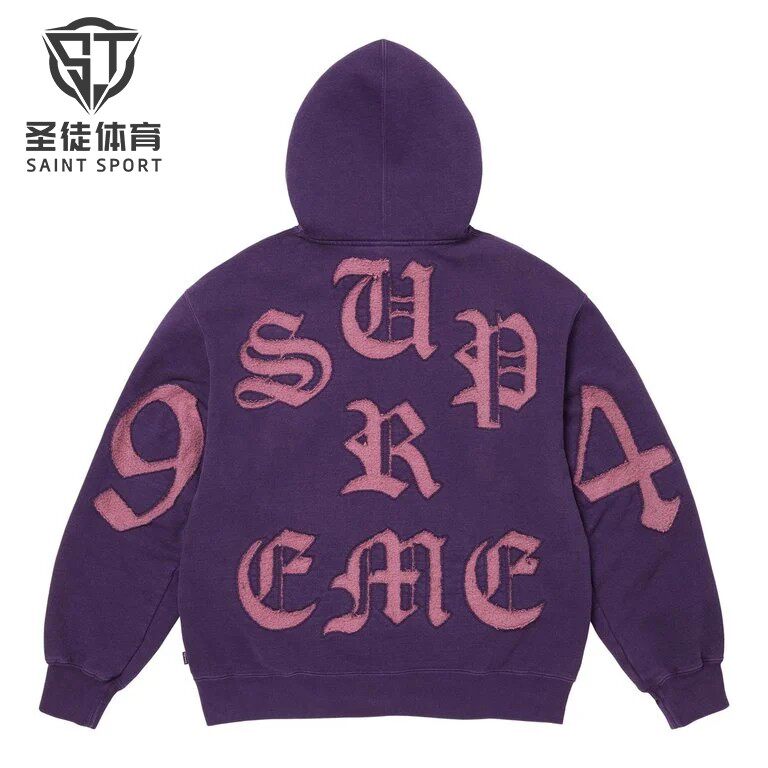 正品 Supreme 26SS Cut Out Zip Up Hooded抓绒贴布Logo拉链卫衣