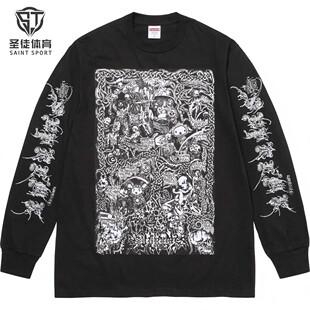 正品 Supreme 26SS Wombat L/S Tee 袋熊素描 花臂Logo 长袖