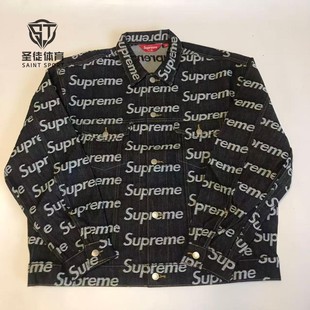 现货正品 Supreme 25FW Jacquard Logos Denim 弹幕Logo 牛仔夹克