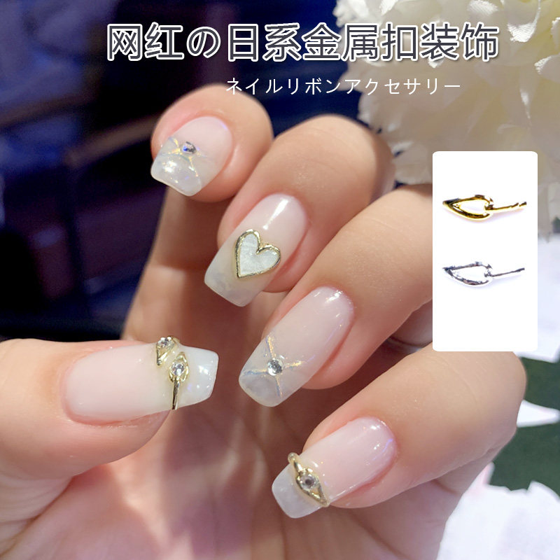 美甲装饰新款指甲装饰品戒指尖合金麻花圈镂空箭头金属扣饰品