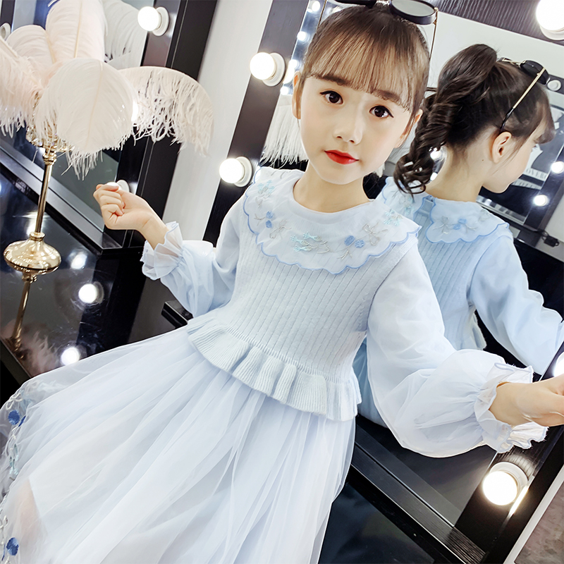 3儿童装4女童长袖连衣裙5春秋装网红6女孩7毛衣马甲裙8两件套10岁