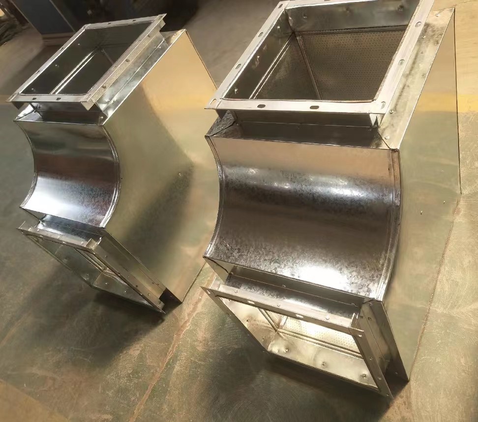 万正镀锌钢板白铁皮弯头90度通风管道共板法兰风管垂直消声弯头