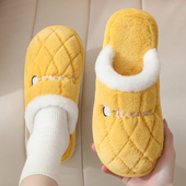 新款 木地板居家待客男士 棉拖鞋 女秋冬室内家用保暖软底毛毛绒拖鞋