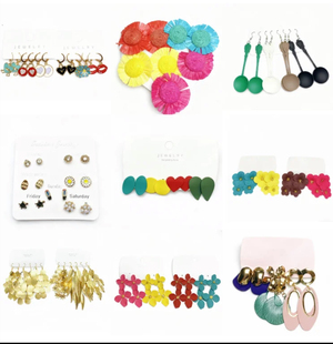 73耳环套装 彩色爱心花朵趣味耳饰 一周不重样百搭耳钉耳坠