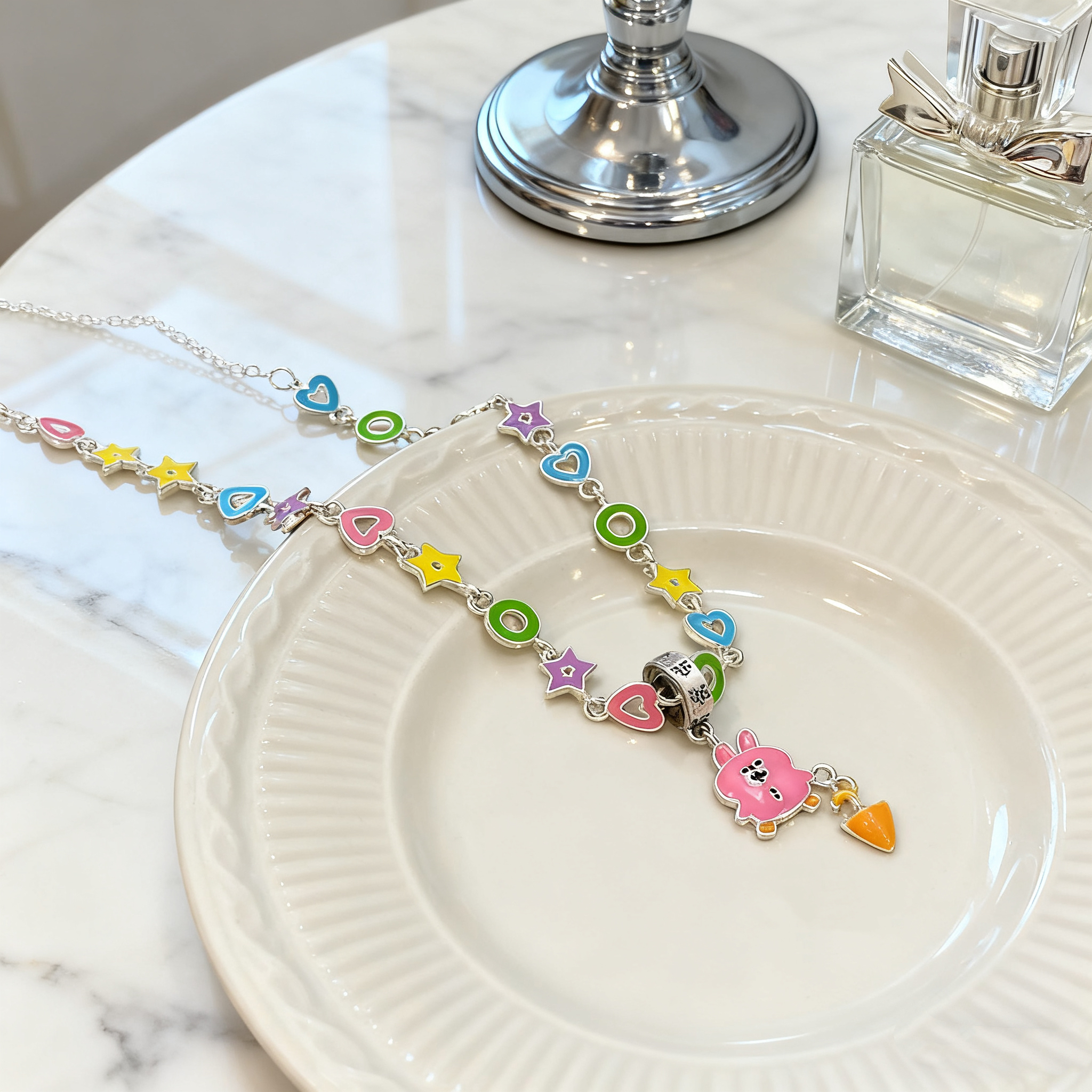 多巴胺彩色蝴蝶串珠项链女个性甜美百搭少女锁骨链时尚网红颈链