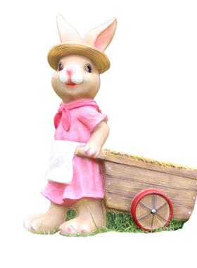 户外景区园林幼儿园卡通动物兔子花缸花园公园装饰玻璃钢雕塑摆件