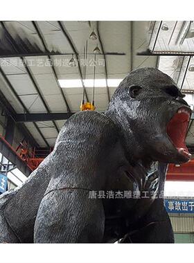 铸铜黑色大猩猩雕塑青铜灵长类动物雕像广场动物公园园林绿地景观