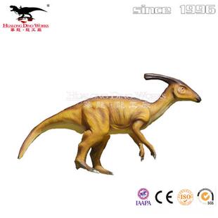 玻璃钢恐龙雕塑模型公园绿地副栉龙雕塑装饰摆件儿童骑乘玩具.
