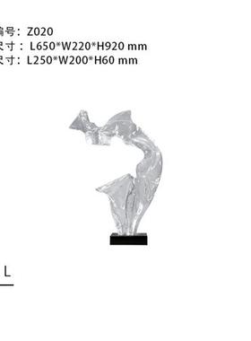 现代轻奢透明树脂雕塑客厅电视机柜两侧落地摆件楼梯间玄关装饰品