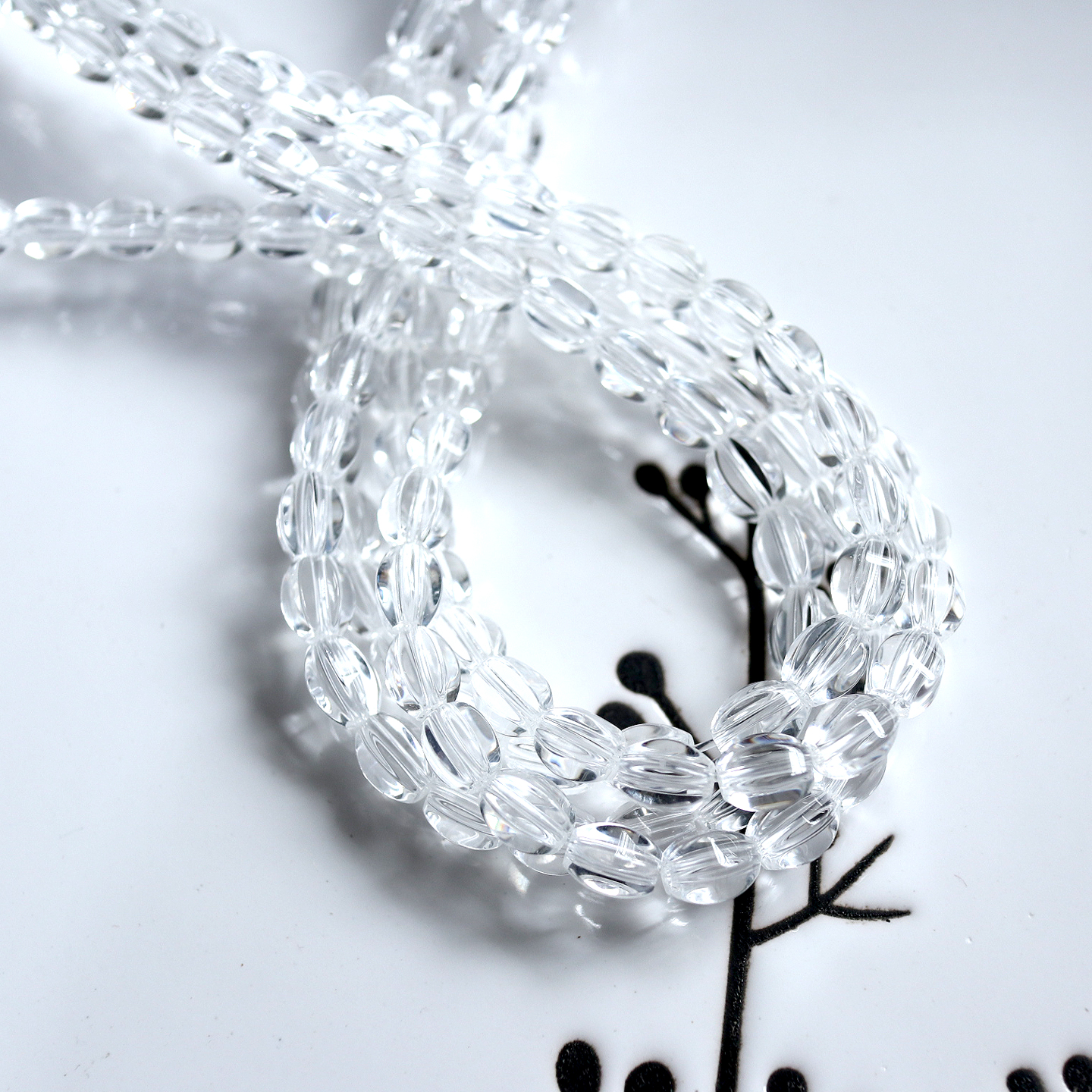 闪闪惹人爱！天然白水晶冰透体瓜棱大米珠散珠子DIY手工串珠配珠