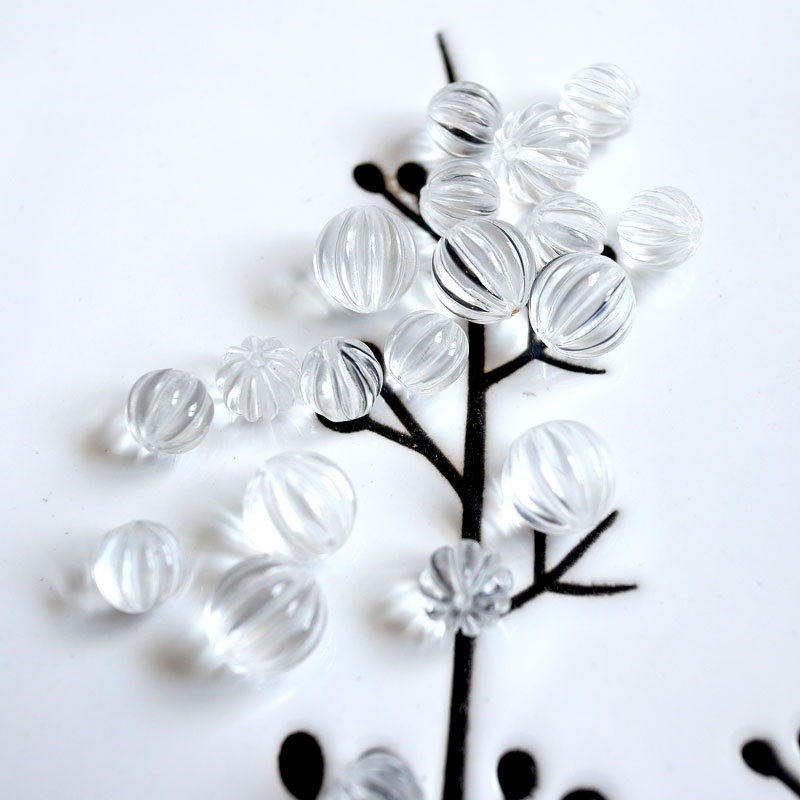 精工！高品质！白水晶南瓜珠冰透体瓜棱珠散珠子DIY手工串珠配珠