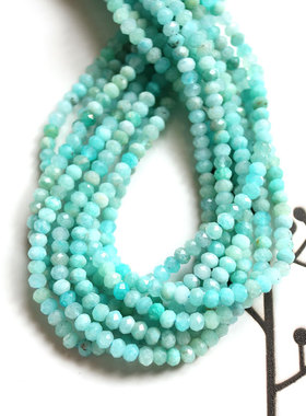 天然蓝色天河石切角算盘珠2x3mm小米珠diy手链流苏穗子手工串珠