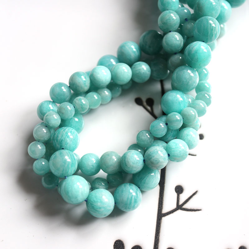 4A秘鲁天河石6/8/10mmDIY手工串珠圆珠散珠子配珠手链项链手串