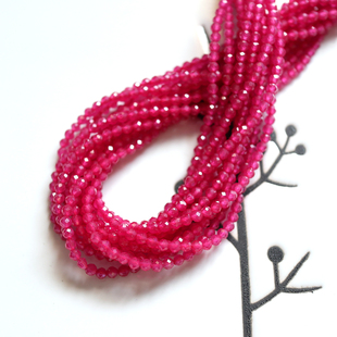 天然红宝石红尖晶石切面2mm3mm4mm小米珠DIY手工串珠手链流苏穗子