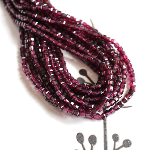 天然石榴石紫牙乌魔方小方块方粒方糖小米珠3mmDIY手工串珠流苏