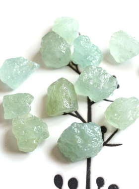 薄荷绿色海蓝宝！浪漫马卡龙色摩根石原矿未打磨随形DIY手工串珠