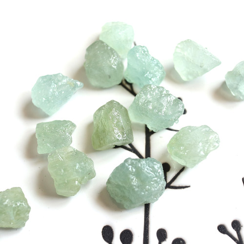 薄荷绿色海蓝宝！浪漫马卡龙色摩根石原矿未打磨随形DIY手工串珠