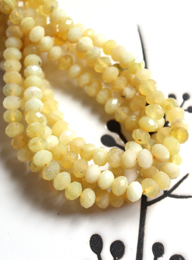 天然黄澳宝车轮珠4x6mm算盘珠切角隔片DIY手工串珠配珠黄色珠子