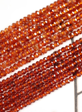 天然橙色石榴石芬达石切角算盘珠小米珠diy手链流苏手工串珠