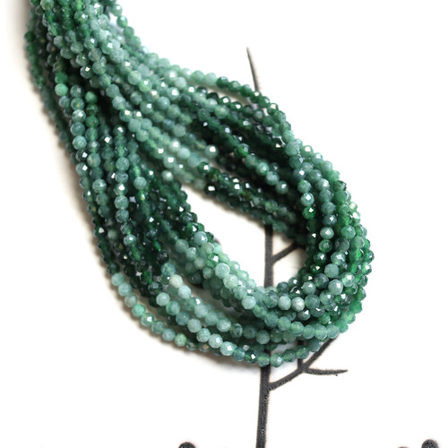油绿！渐变色天然翡翠切面小米珠2mmDIY手工串珠手链流苏穗子碧绿