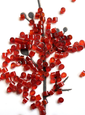 新年红！天然正红玛瑙2X3mm硬币珠隔珠隔片扣片DIY手工串珠大红色