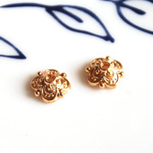 K金花托配件镀金玫瑰金花蕊花帽diy项链手链配饰适合10 16mm珠子