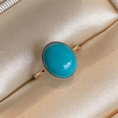 湖北原矿绿松石高瓷果冻料绿松石戒指日常款31310