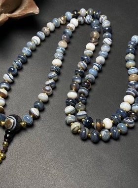 天然蓝玛瑙算盘珠项链女款
