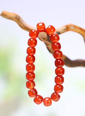 天然红玛瑙佛珠手串本命年男女