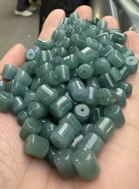 天然翡翠蓝水桶珠玉石散珠