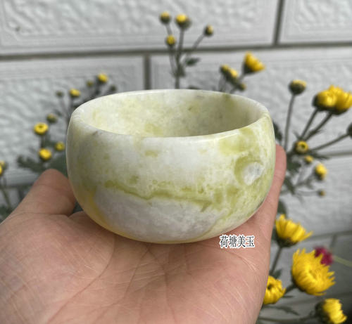 天然蓝田玉茶杯大号养生功夫杯