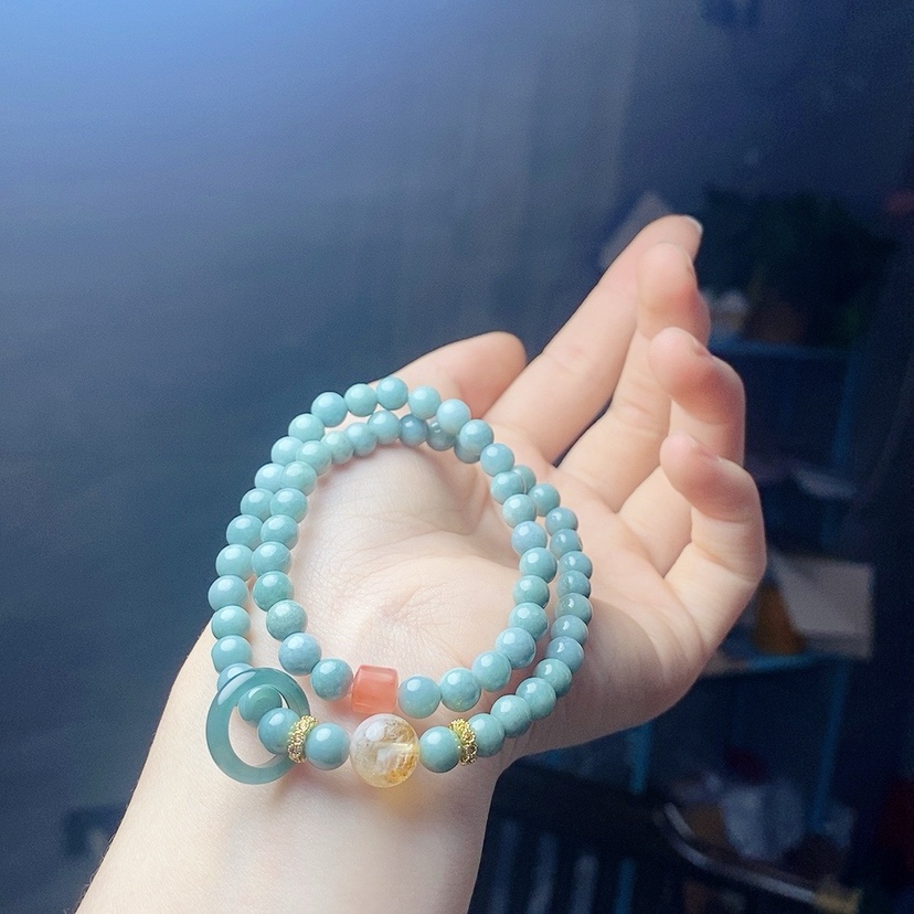 天然A货翡翠冰种双圈手链