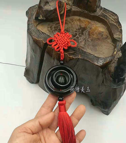 天然和田玉青玉车挂转运环珠饰品壁挂包挂送礼车载一路平安包邮