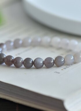 天然和田玉青海料烟紫渐变手链