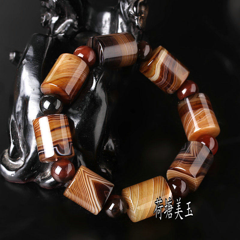 天然缠丝玛瑙直桶珠路路通手链红玉髓佛珠转运玉石手串男女款包邮